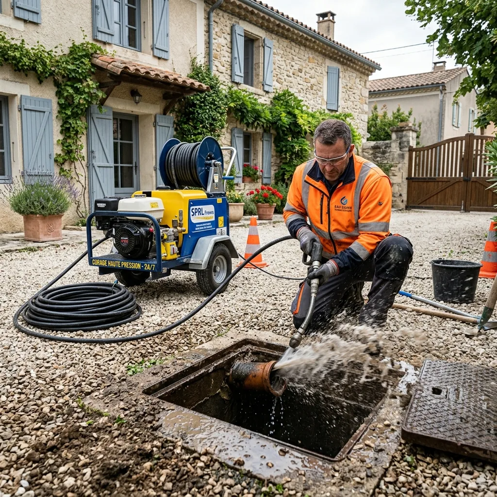 Débouchage de canalisation par hydrocureur haute pression — intervention plombier Lorient Morbihan